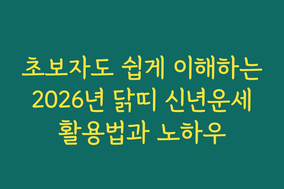 초보자도 쉽게 이해하는 2026년 닭띠 신년운세 활용법과 노하우