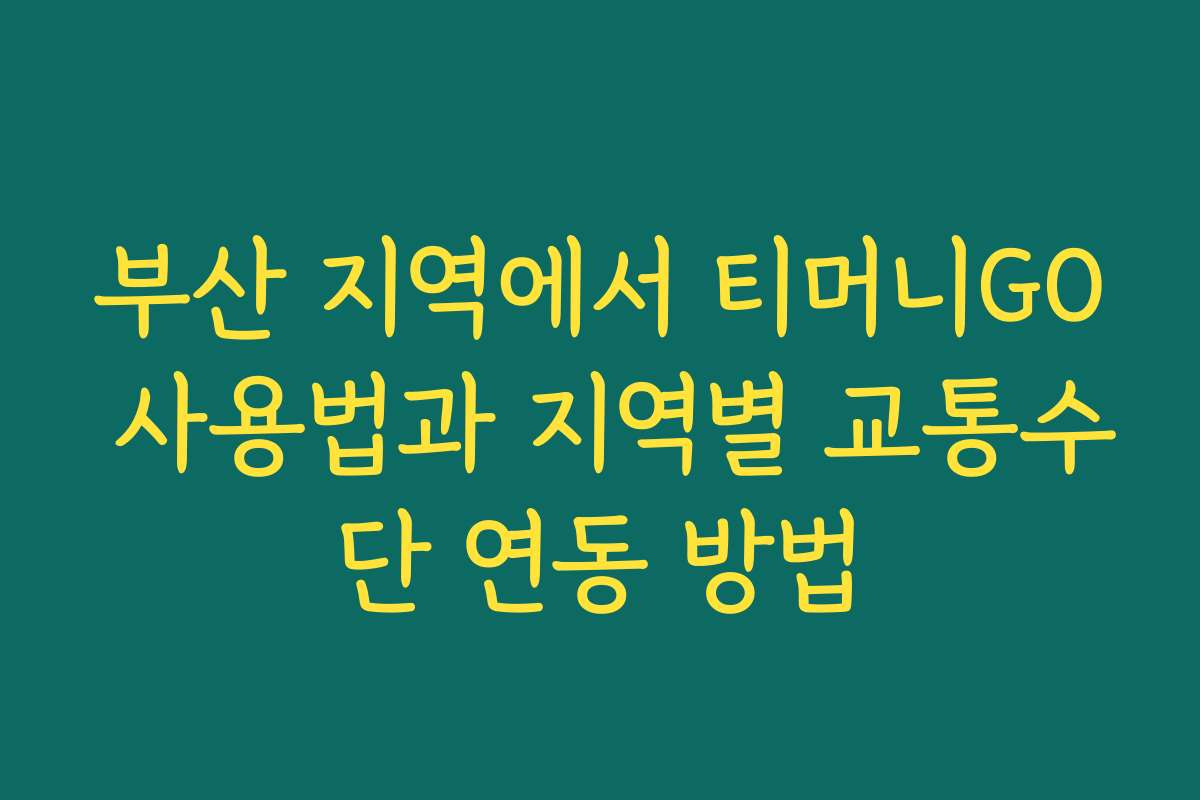 부산 지역에서 티머니GO 사용법과 지역별 교통수단 연동 방법