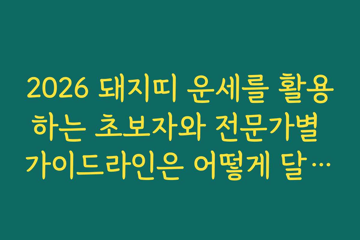 2026 돼지띠 운세를 활용하는 초보자와 전문가별 가이드라인은 어떻게 달라질까