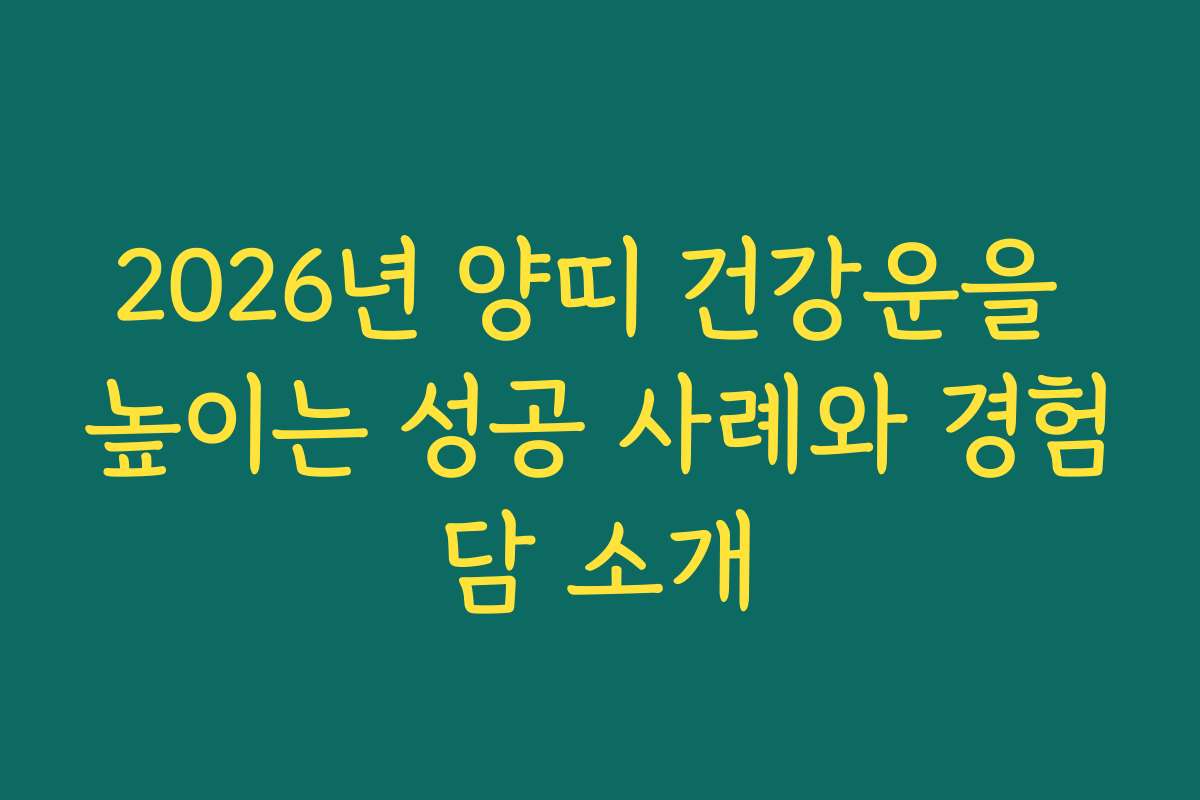 2026년 양띠 건강운을 높이는 성공 사례와 경험담 소개