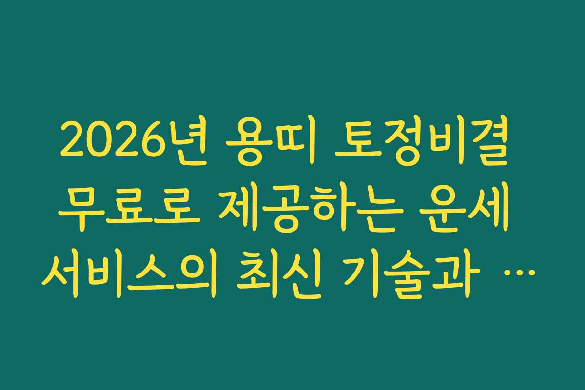 2026년 용띠 토정비결 무료로 제공하는 운세 서비스의 최신 기술과 기능 소개