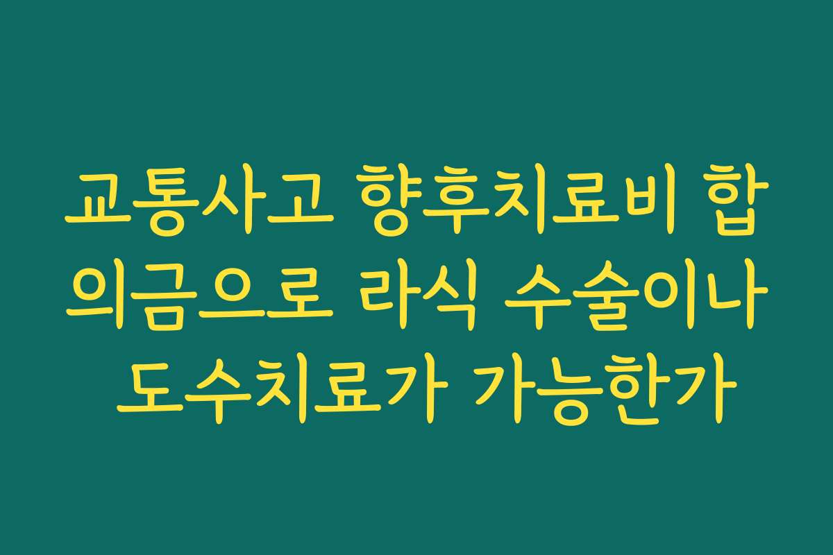 교통사고 향후치료비 합의금으로 라식 수술이나 도수치료가 가능한가