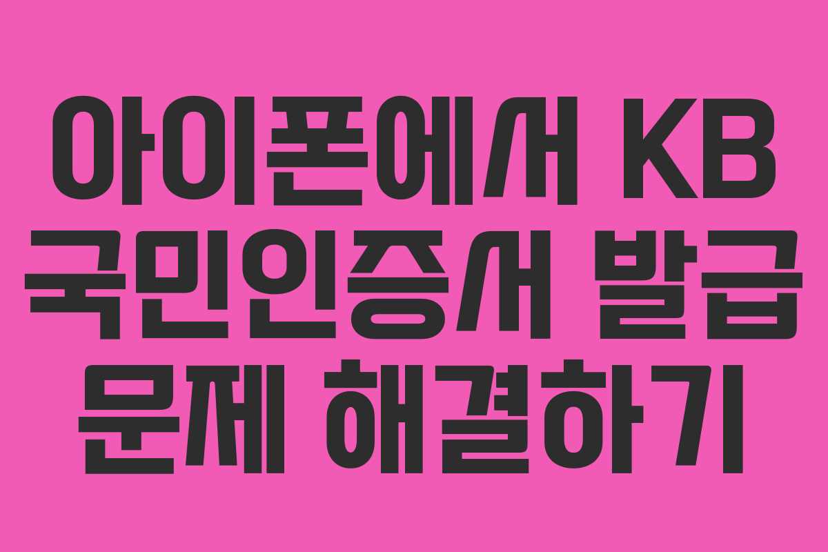 아이폰에서 KB 국민인증서 발급 문제 해결하기