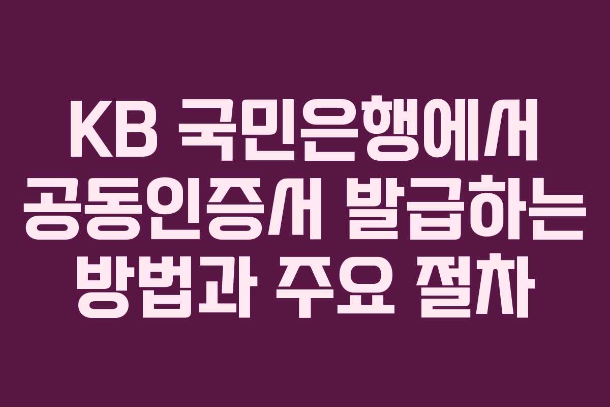 KB 국민은행에서 공동인증서 발급하는 방법과 주요 절차