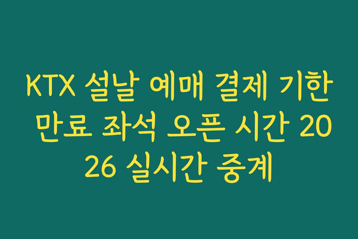 KTX 설날 예매 결제 기한 만료 좌석 오픈 시간 2026 실시간 중계