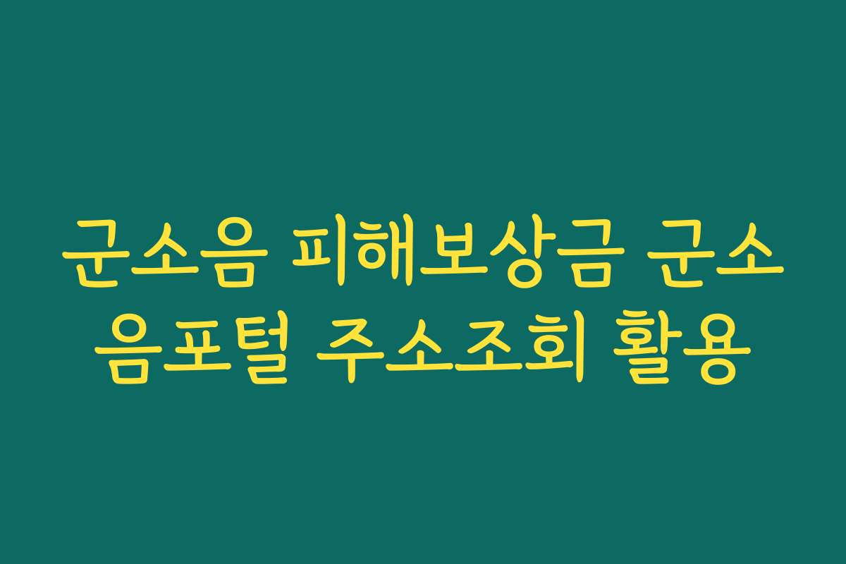 군소음 피해보상금 군소음포털 주소조회 활용