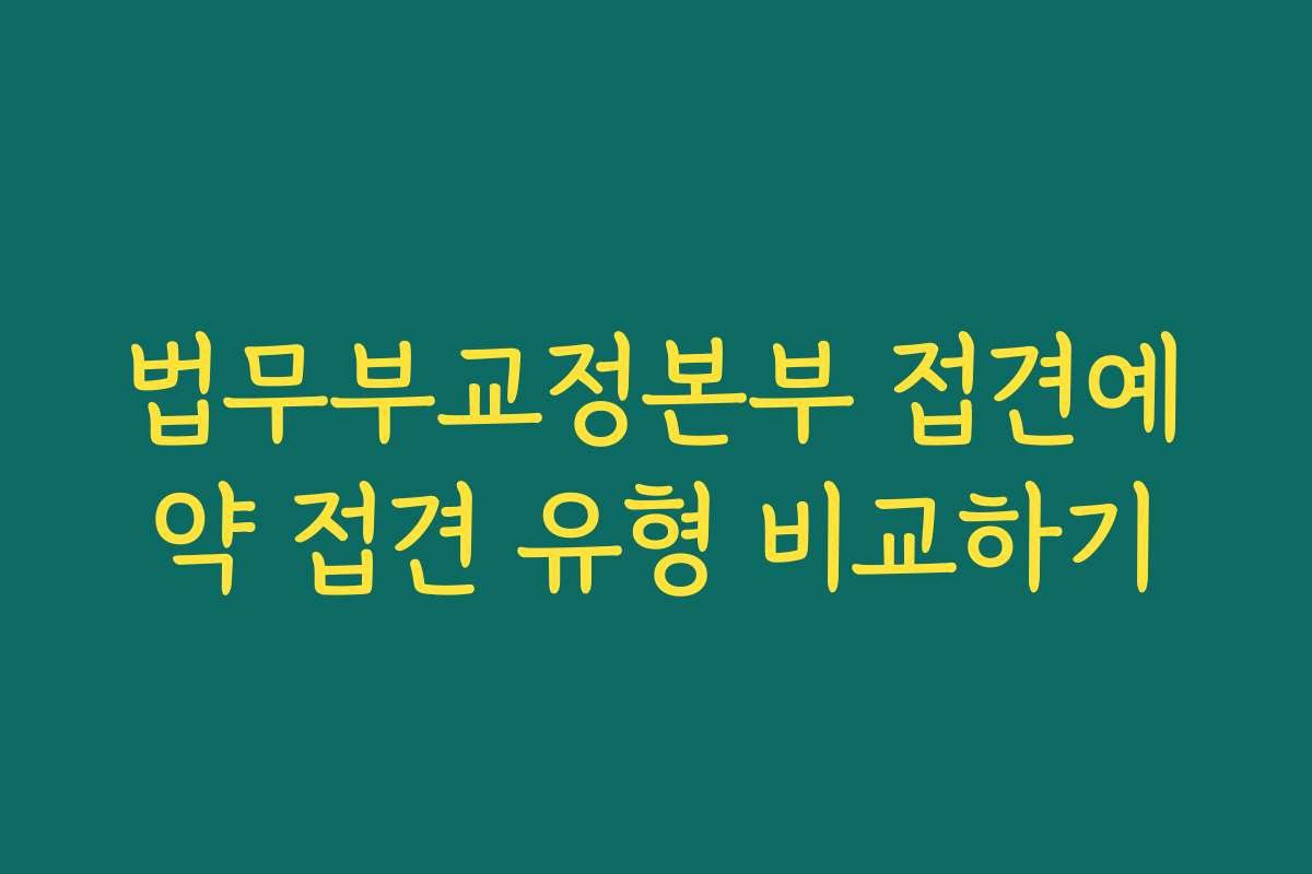 법무부교정본부 접견예약 접견 유형 비교하기