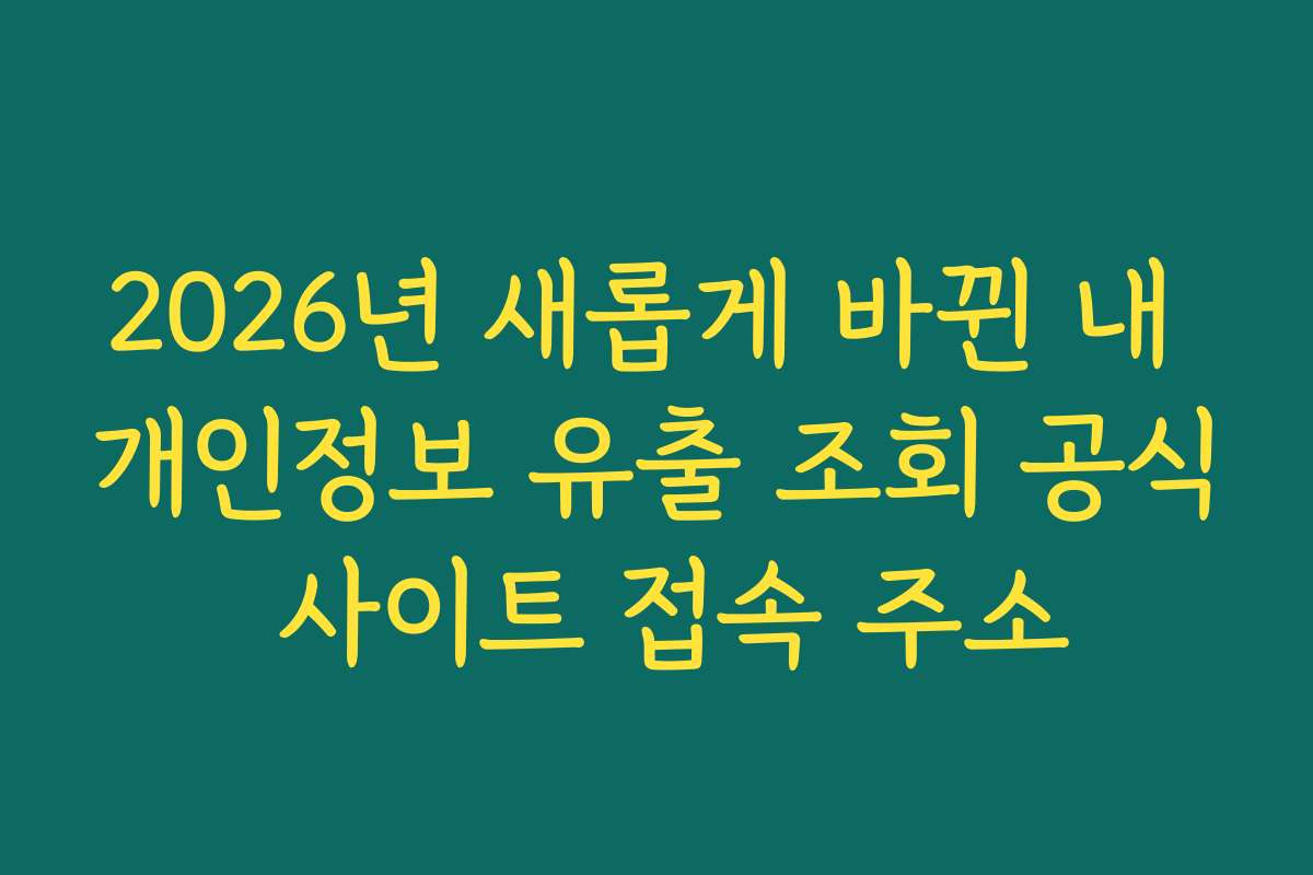 2026년 새롭게 바뀐 내 개인정보 유출 조회 공식 사이트 접속 주소