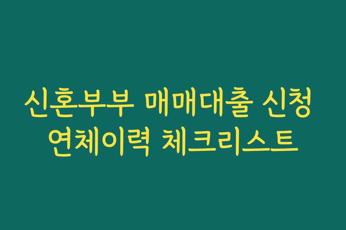 신혼부부 매매대출 신청 연체이력 체크리스트