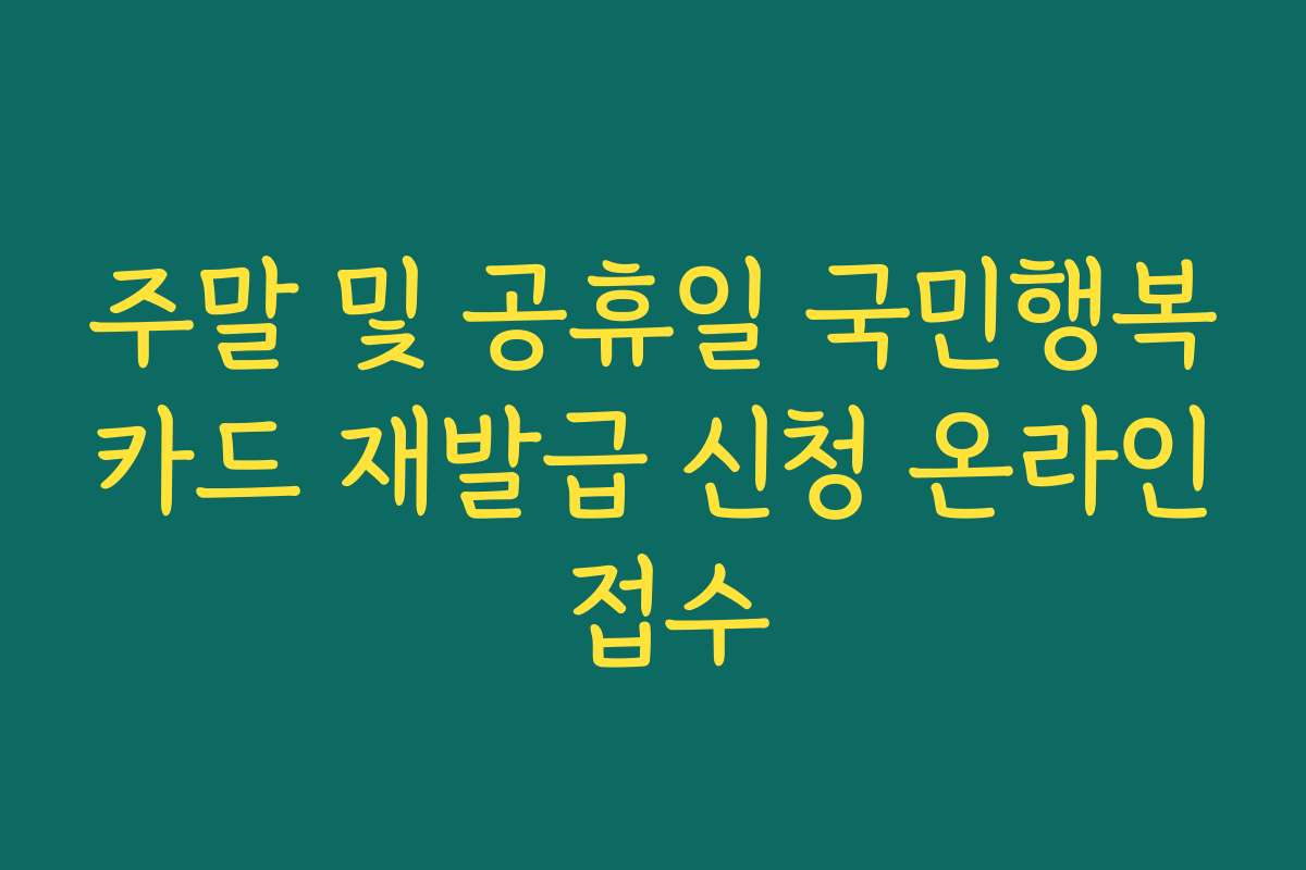 주말 및 공휴일 국민행복카드 재발급 신청 온라인 접수