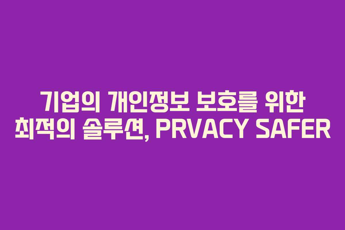 기업의 개인정보 보호를 위한 최적의 솔루션, PRVACY SAFER