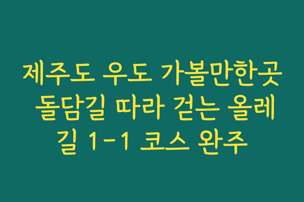 제주도 우도 가볼만한곳 돌담길 따라 걷는 올레길 1-1 코스 완주