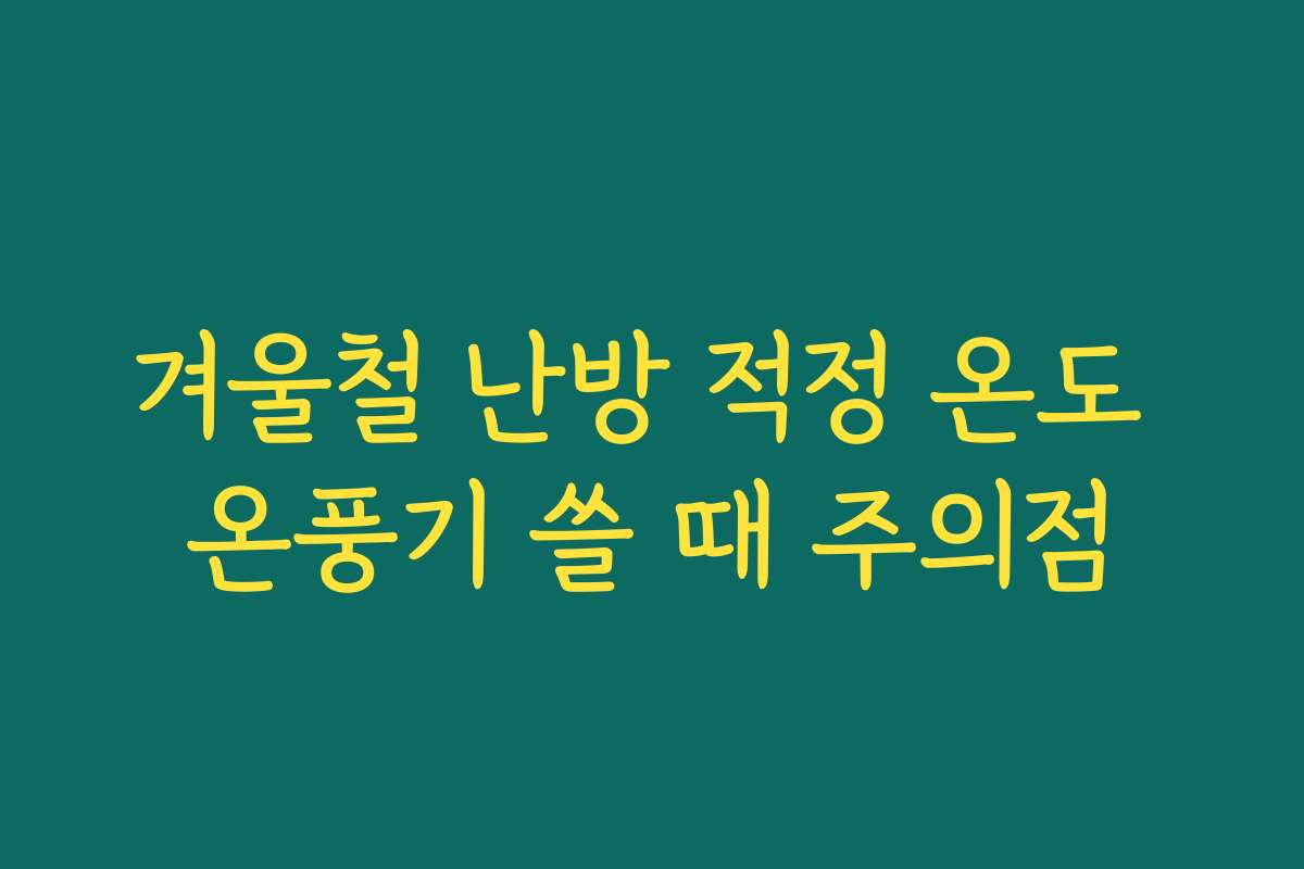 겨울철 난방 적정 온도 온풍기 쓸 때 주의점