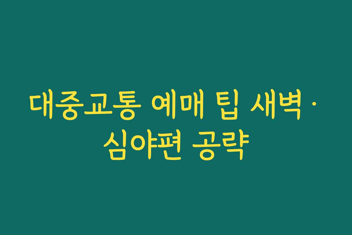 대중교통 예매 팁 새벽·심야편 공략