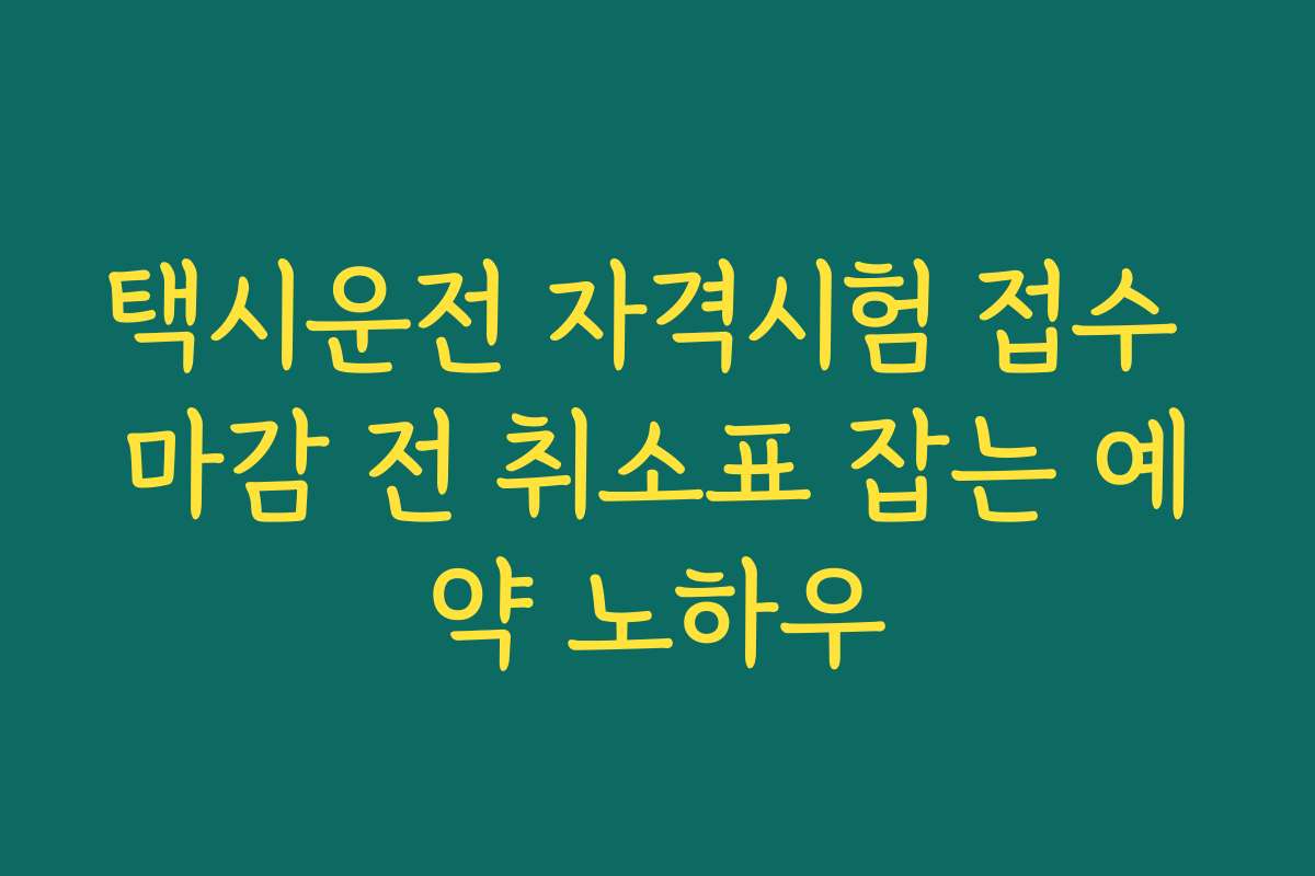 택시운전 자격시험 접수 마감 전 취소표 잡는 예약 노하우