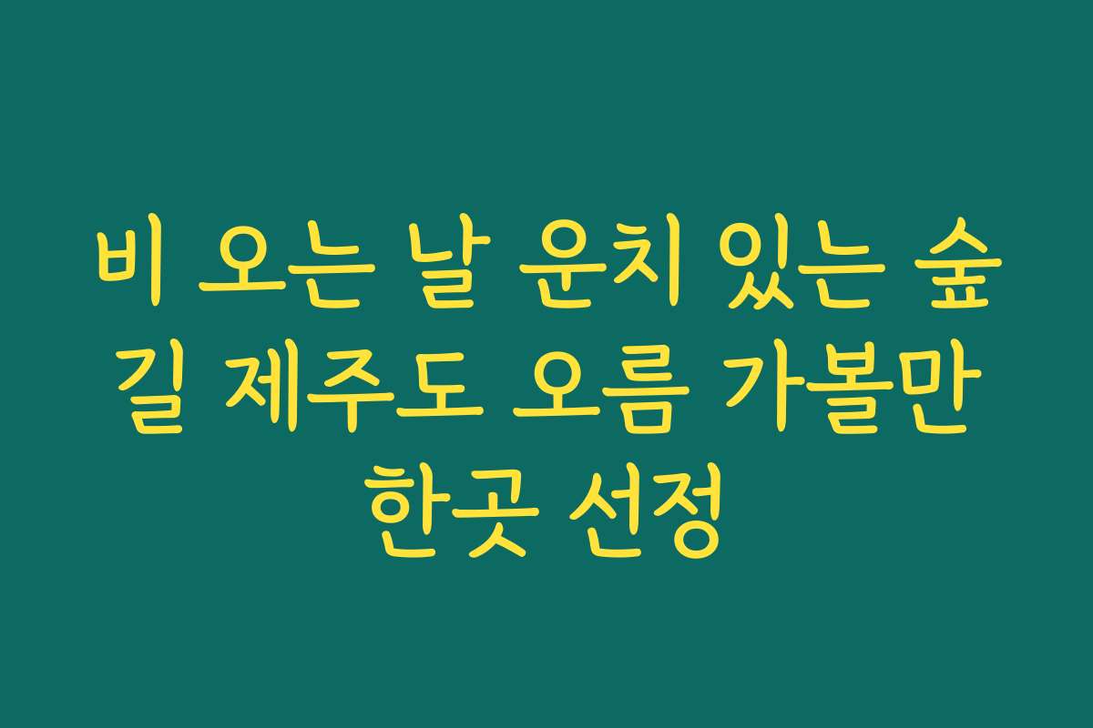 비 오는 날 운치 있는 숲길 제주도 오름 가볼만한곳 선정