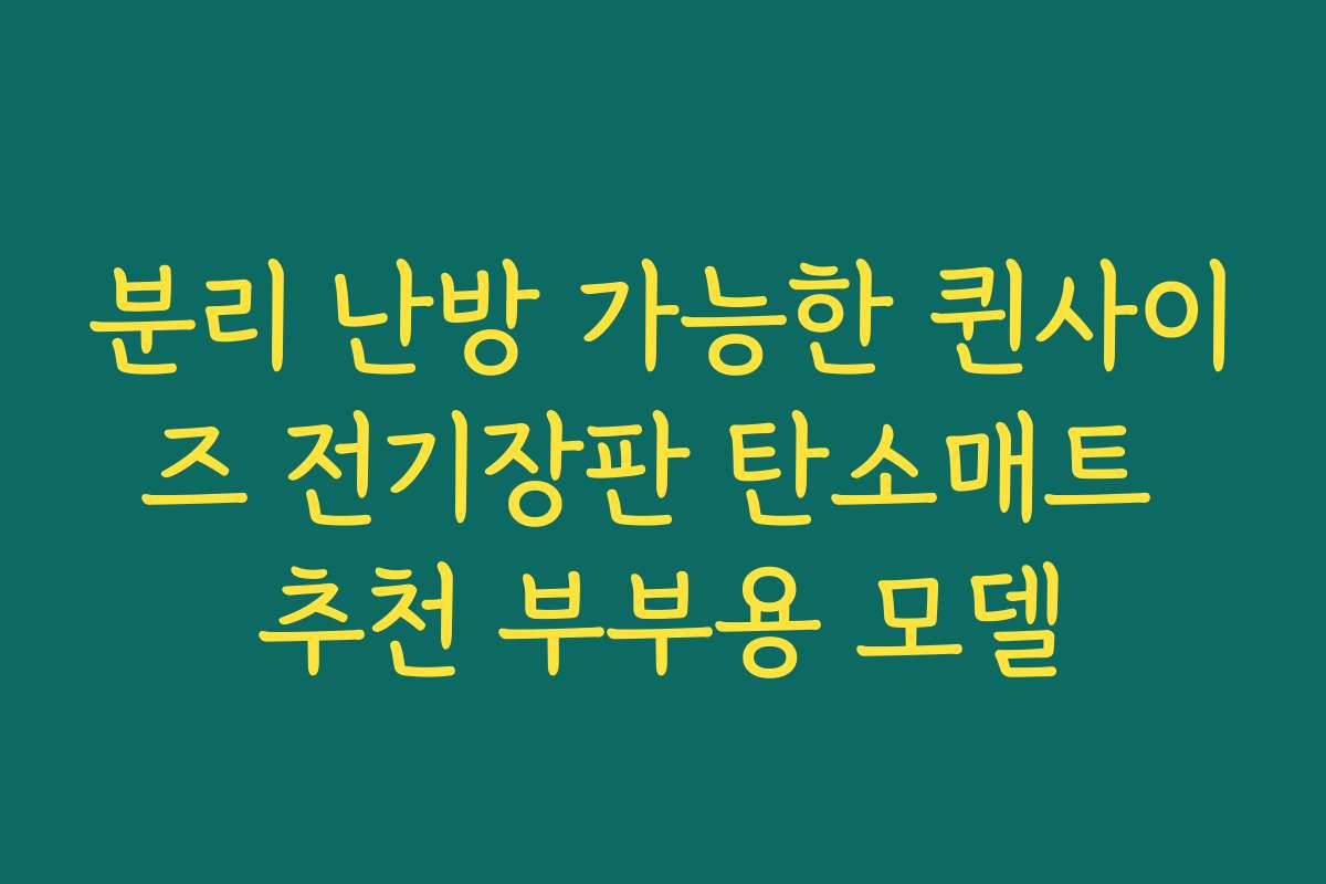 분리 난방 가능한 퀸사이즈 전기장판 탄소매트 추천 부부용 모델