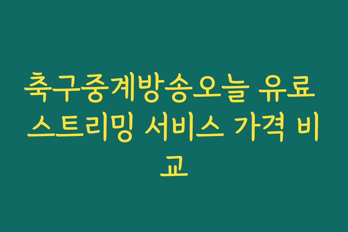 축구중계방송오늘 유료 스트리밍 서비스 가격 비교