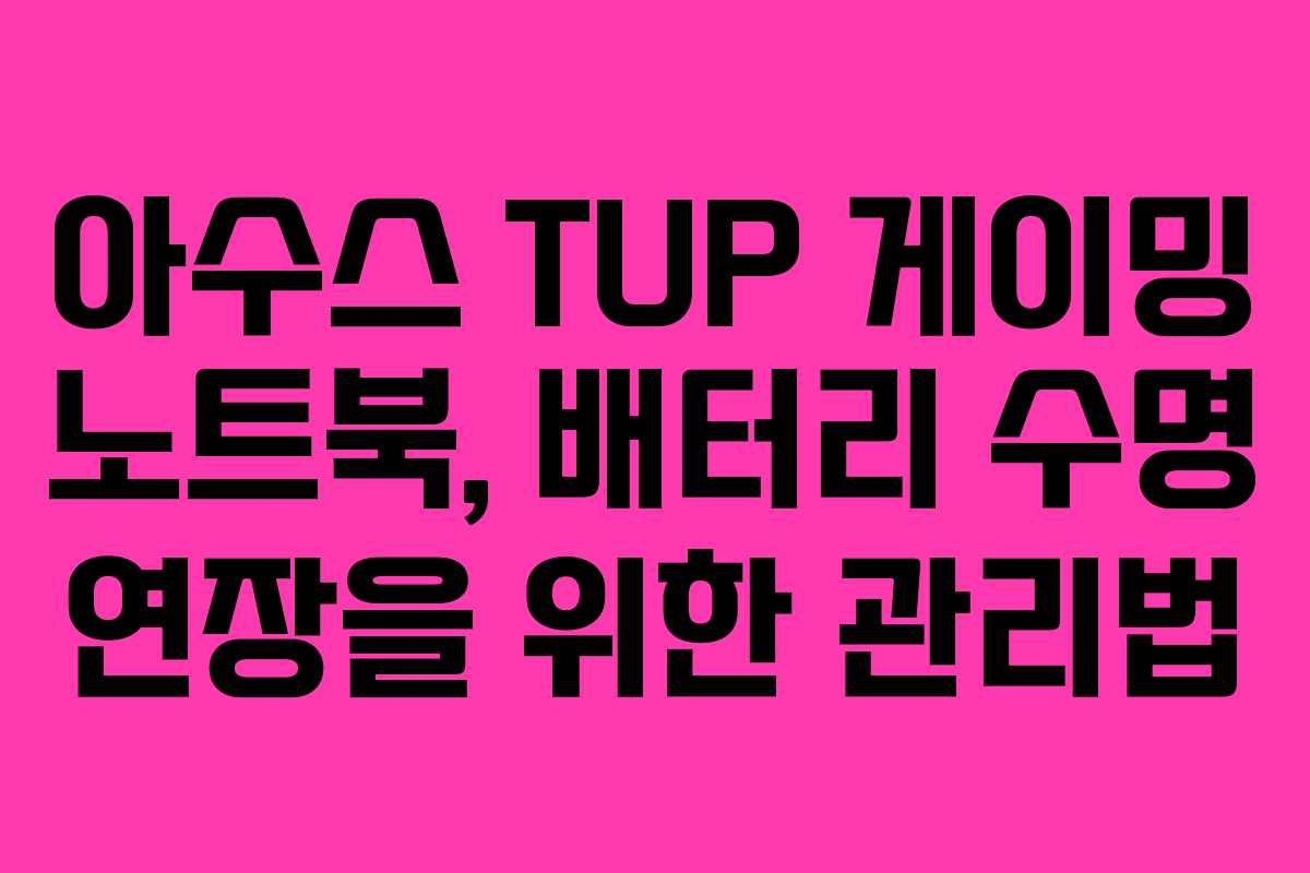 아수스 TUP 게이밍 노트북, 배터리 수명 연장을 위한 관리법