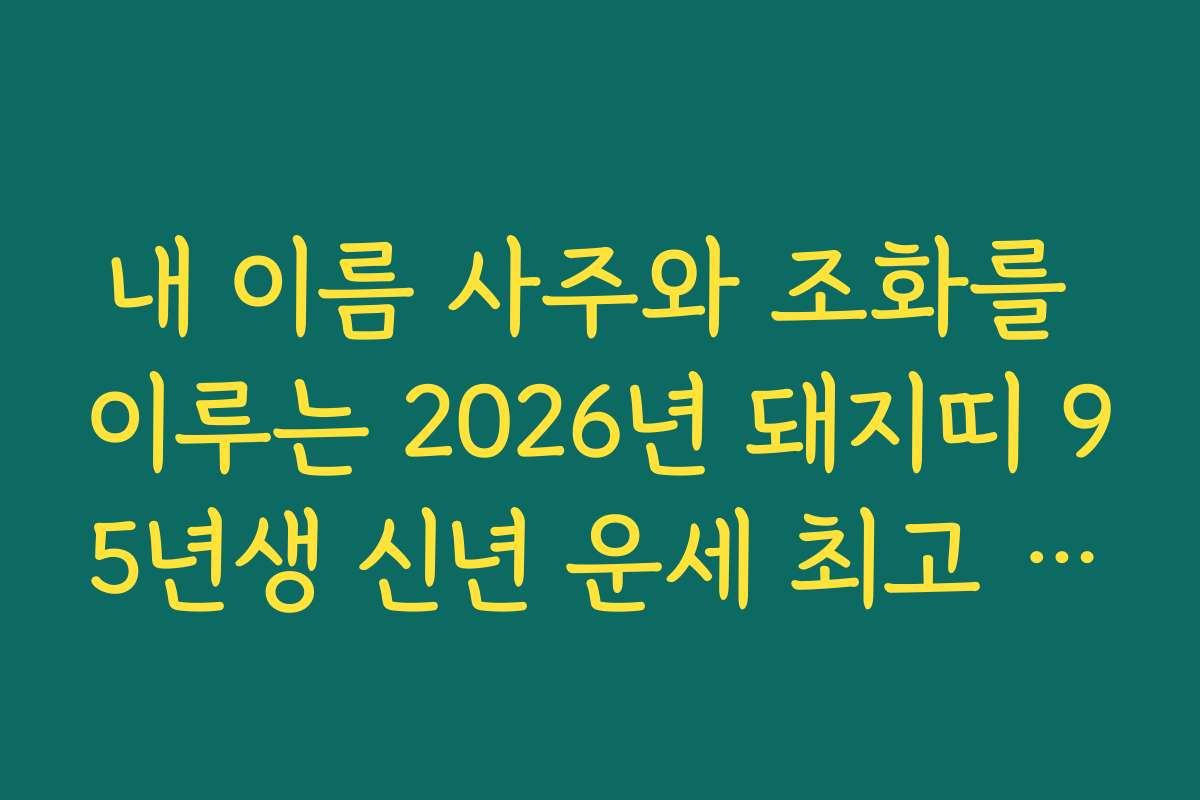 내 이름 사주와 조화를 이루는 2026년 돼지띠 95년생 신년 운세 최고 분석