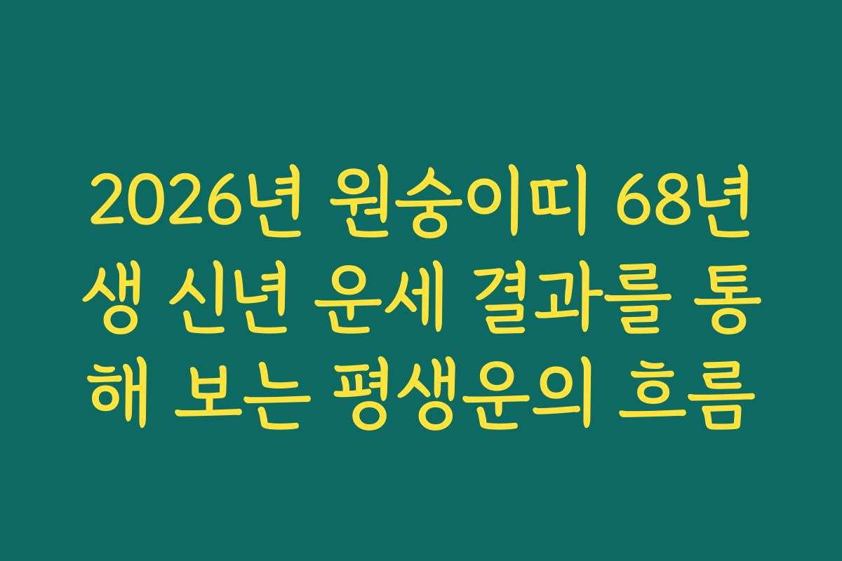 2026년 원숭이띠 68년생 신년 운세 결과를 통해 보는 평생운의 흐름