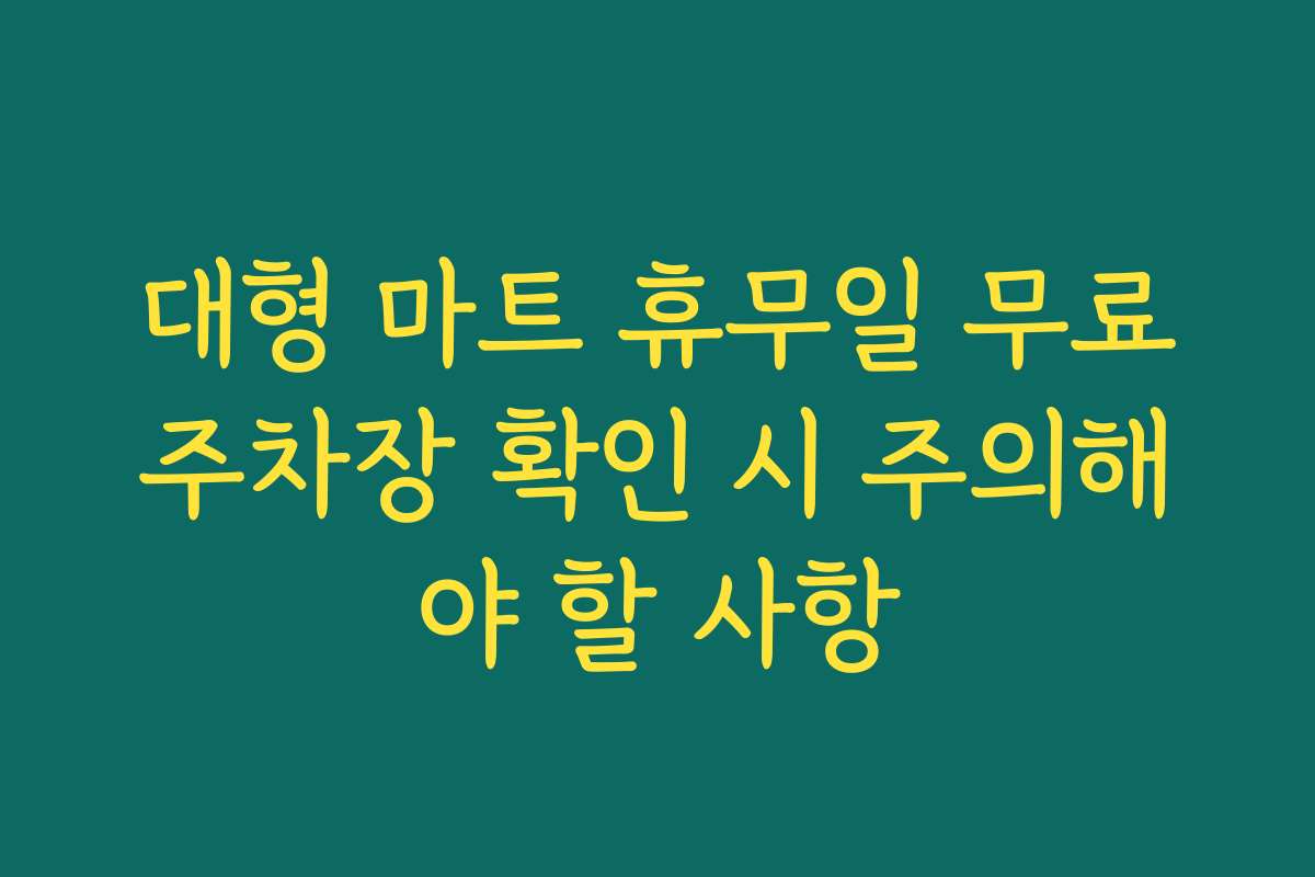 대형 마트 휴무일 무료주차장 확인 시 주의해야 할 사항