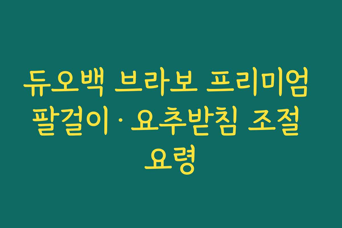 듀오백 브라보 프리미엄 팔걸이·요추받침 조절 요령