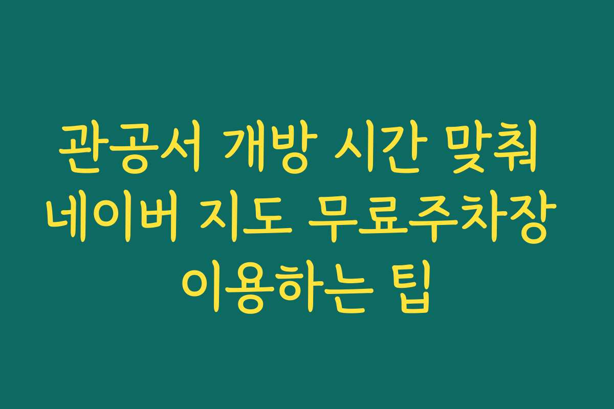 관공서 개방 시간 맞춰 네이버 지도 무료주차장 이용하는 팁