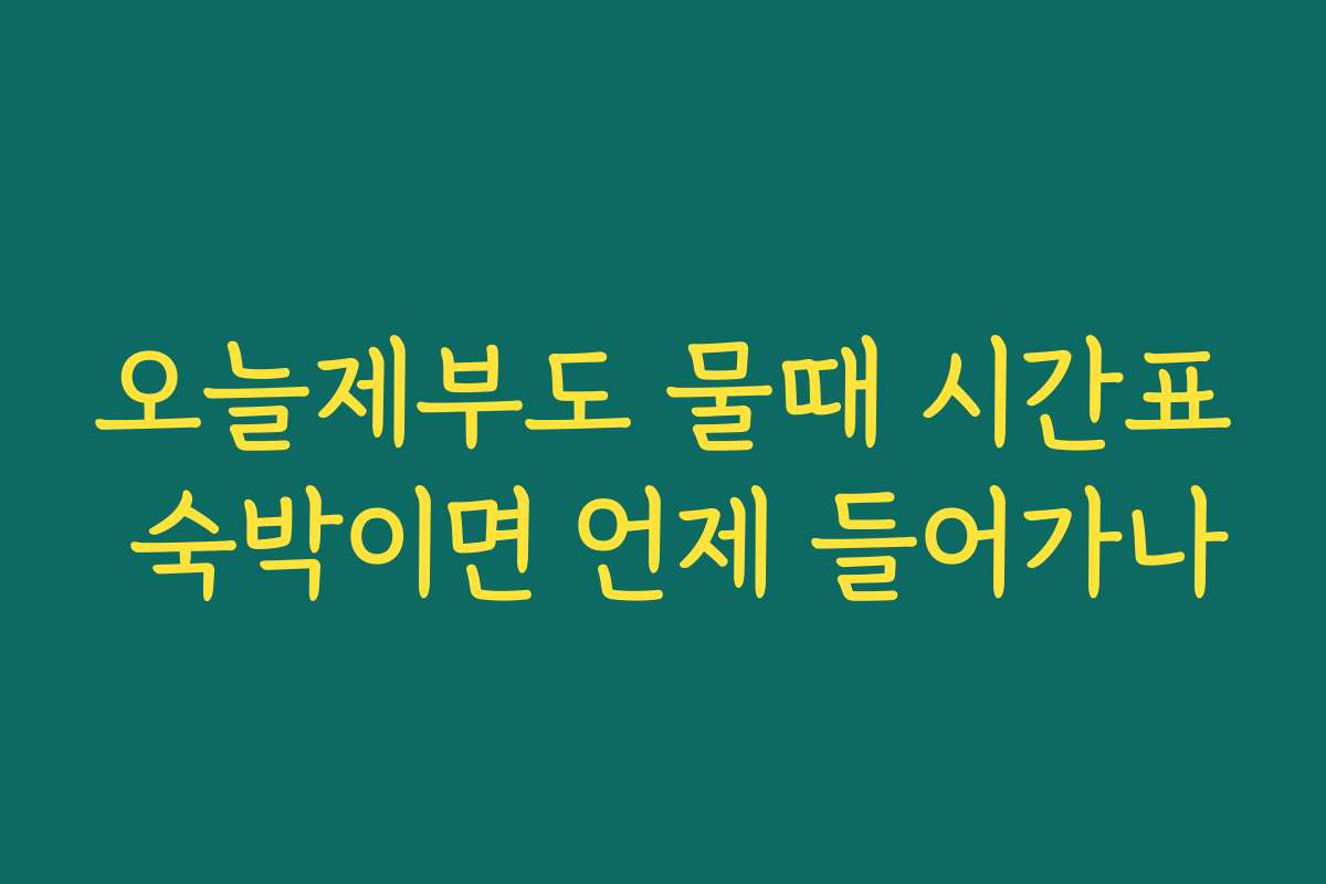 오늘제부도 물때 시간표 숙박이면 언제 들어가나