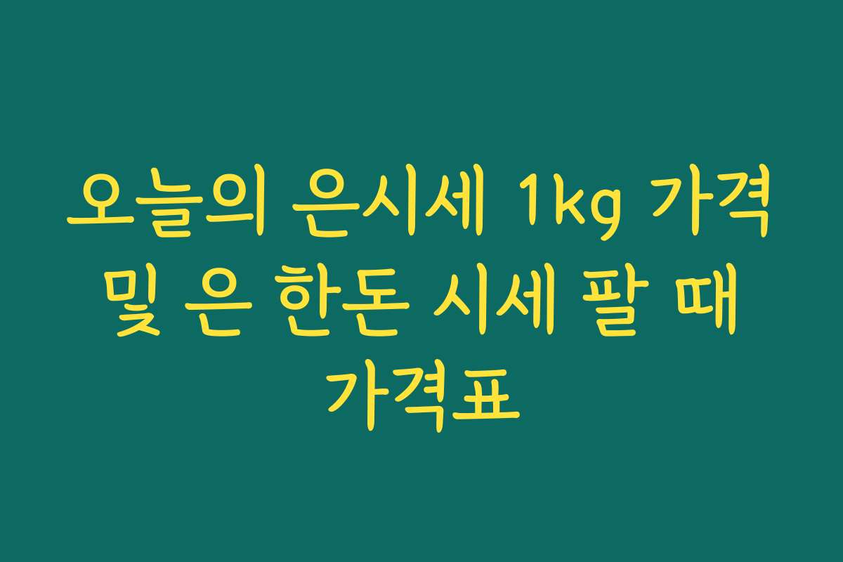 오늘의 은시세 1kg 가격 및 은 한돈 시세 팔 때 가격표