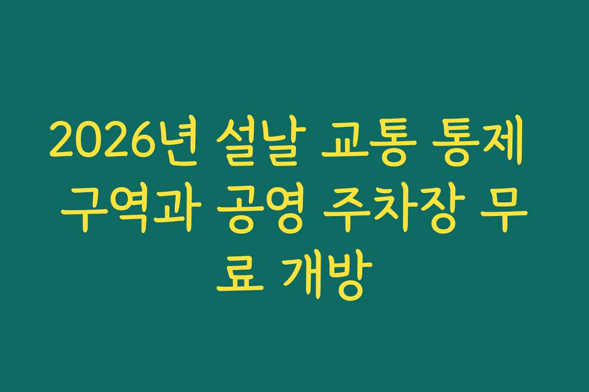 2026년 설날 교통 통제 구역과 공영 주차장 무료 개방