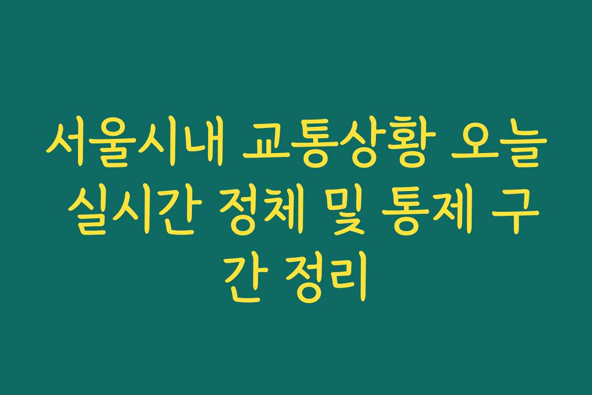 서울시내 교통상황 오늘 실시간 정체 및 통제 구간 정리