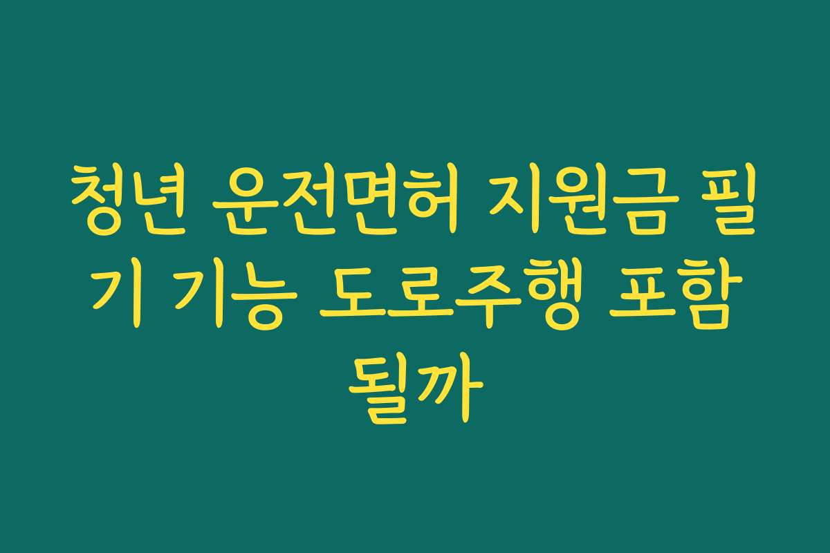 청년 운전면허 지원금 필기 기능 도로주행 포함될까