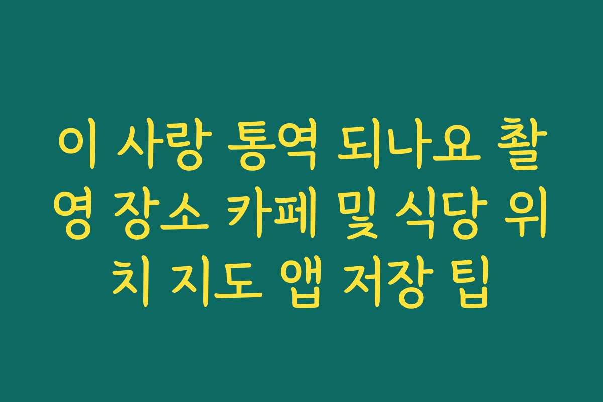 이 사랑 통역 되나요 촬영 장소 카페 및 식당 위치 지도 앱 저장 팁