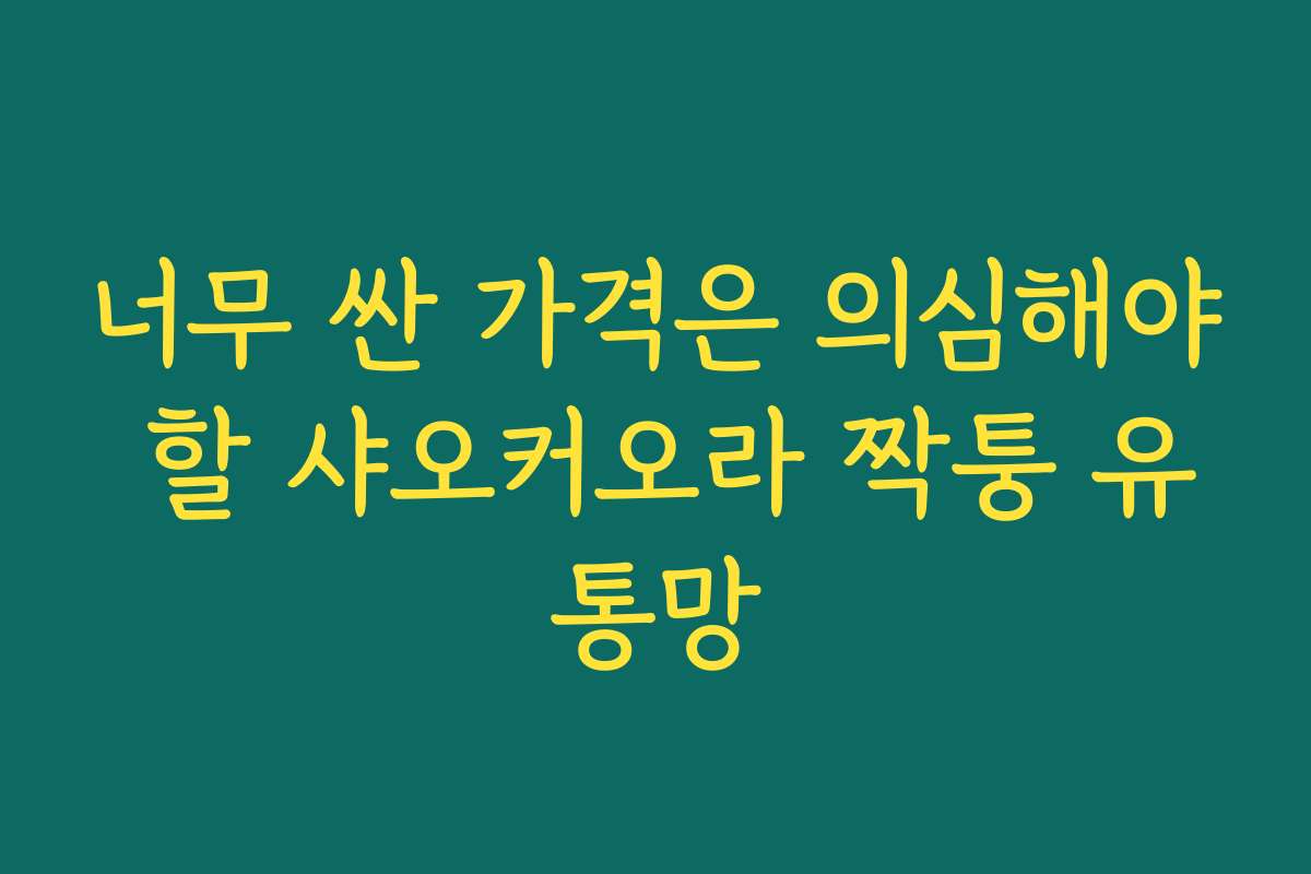 너무 싼 가격은 의심해야 할 샤오커오라 짝퉁 유통망
