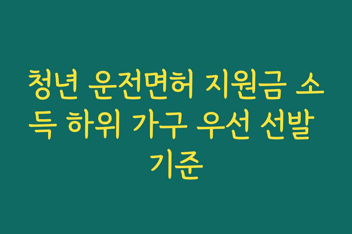 청년 운전면허 지원금 소득 하위 가구 우선 선발 기준