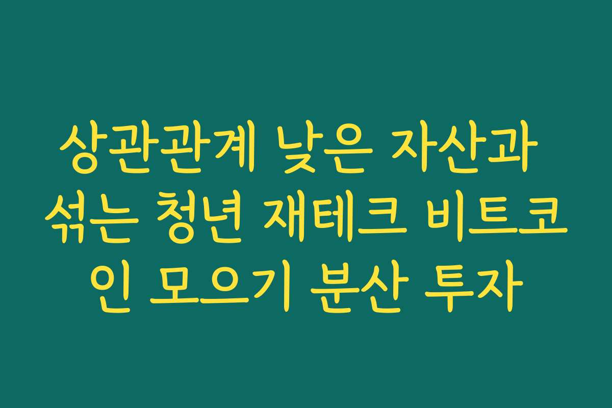 상관관계 낮은 자산과 섞는 청년 재테크 비트코인 모으기 분산 투자