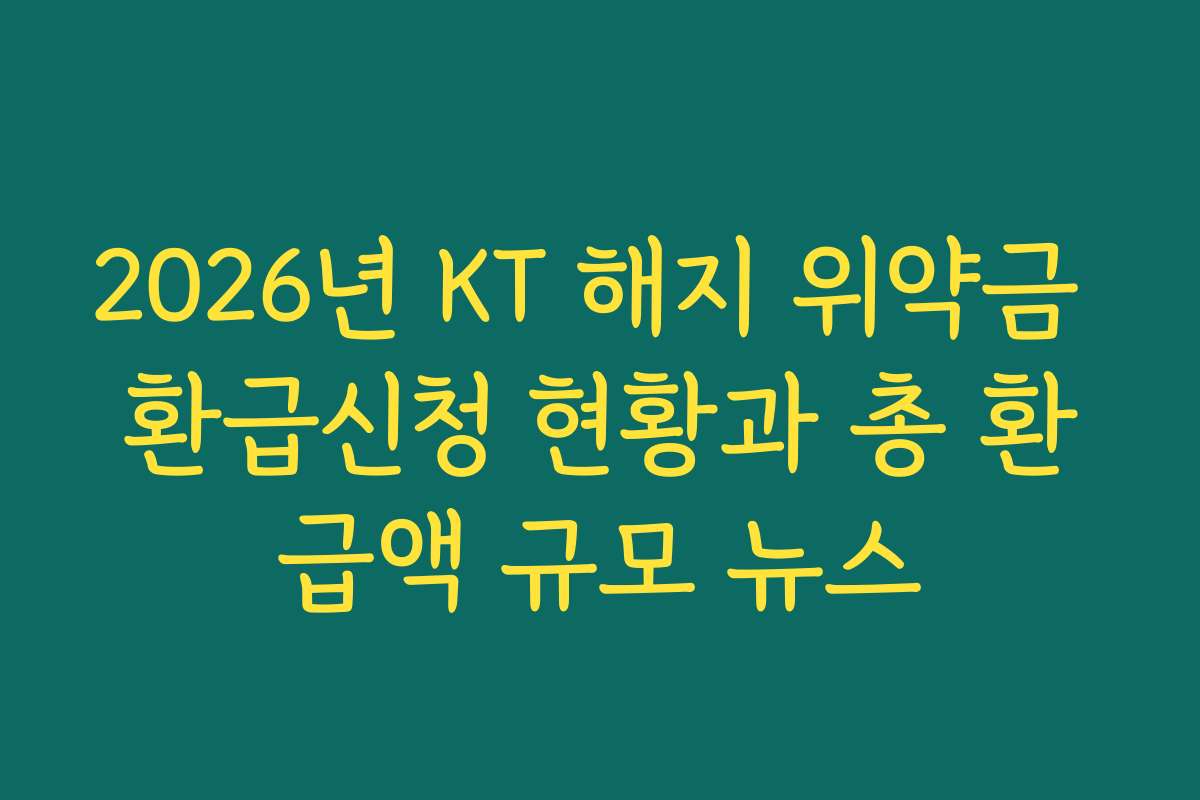 2026년 KT 해지 위약금 환급신청 현황과 총 환급액 규모 뉴스