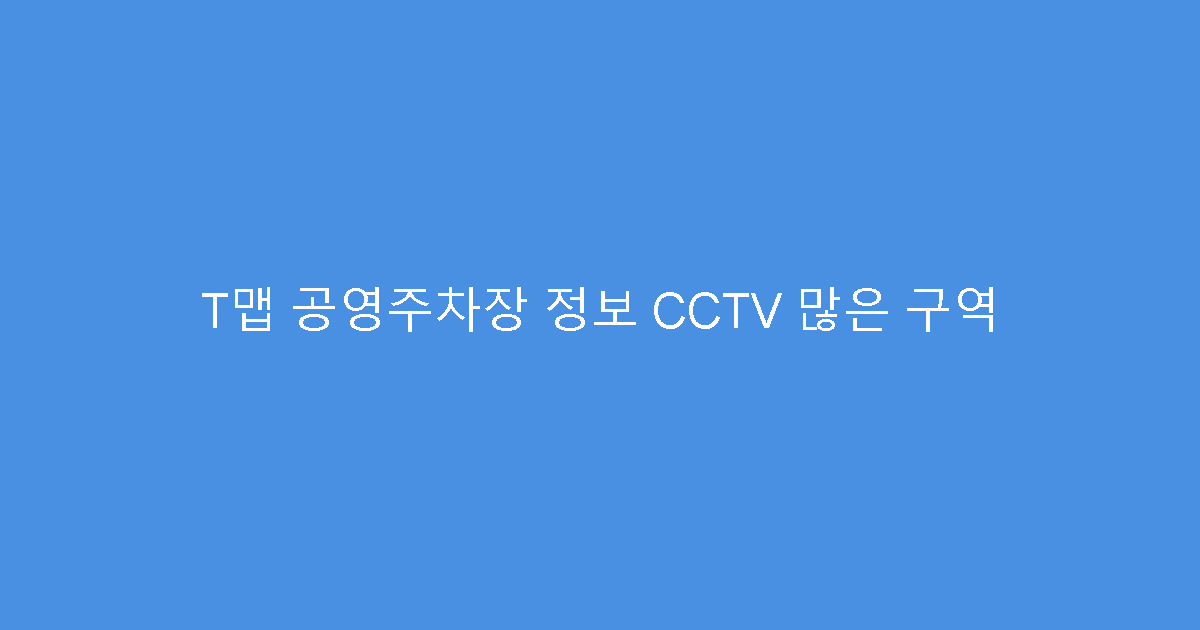 T맵 공영주차장 정보 CCTV 많은 구역