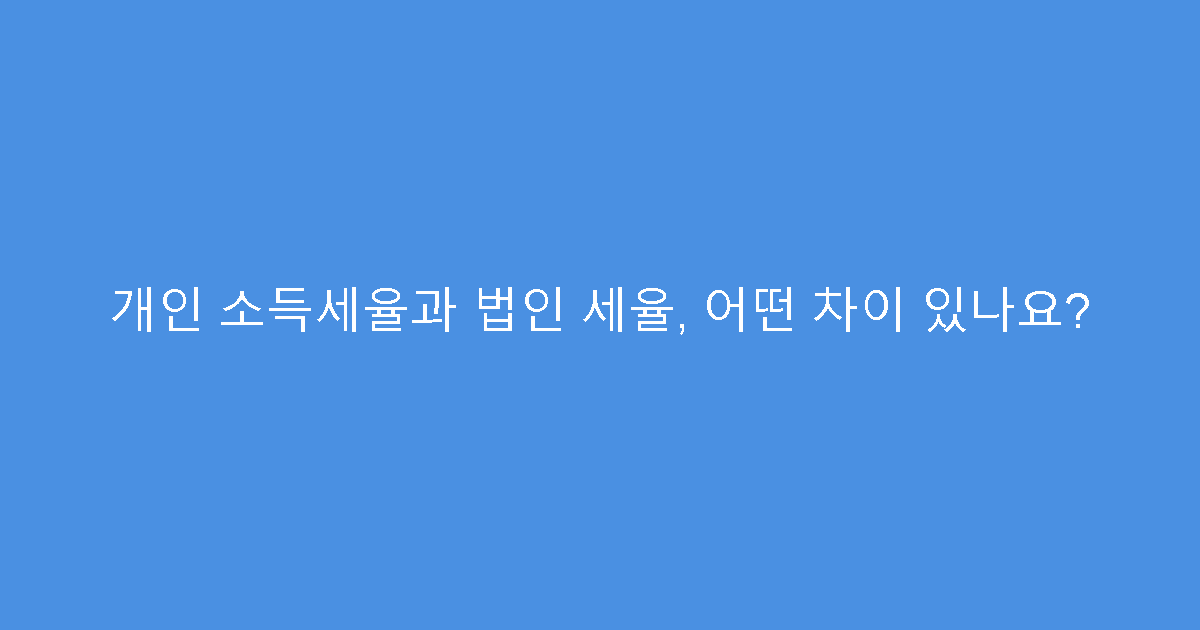 개인 소득세율과 법인 세율, 어떤 차이 있나요?
