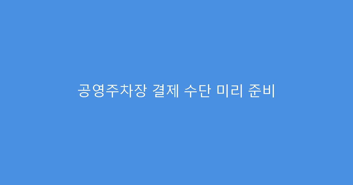 공영주차장 결제 수단 미리 준비