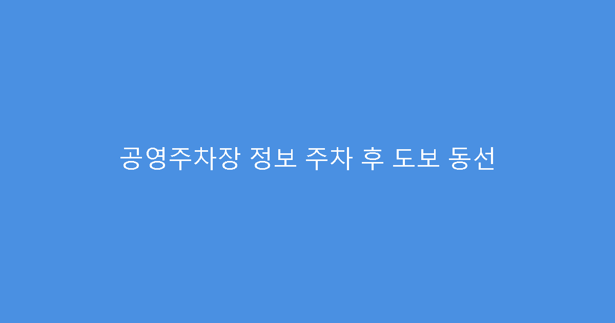 공영주차장 정보 주차 후 도보 동선