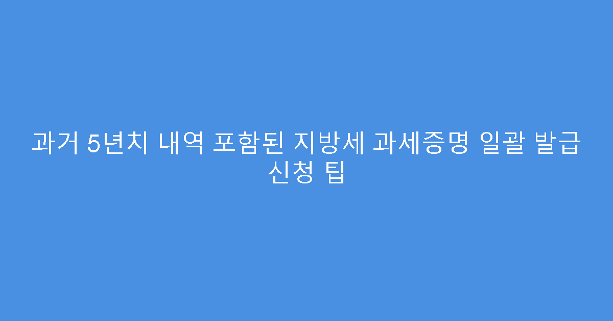 과거 5년치 내역 포함된 지방세 과세증명 일괄 발급 신청 팁