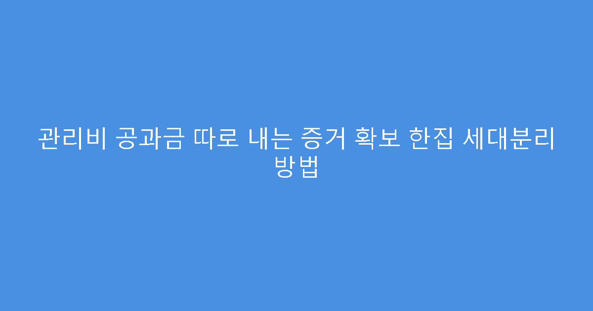관리비 공과금 따로 내는 증거 확보 한집 세대분리 방법