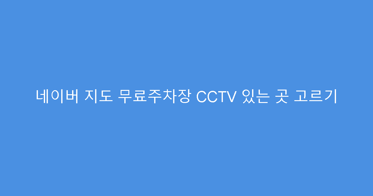 네이버 지도 무료주차장 CCTV 있는 곳 고르기