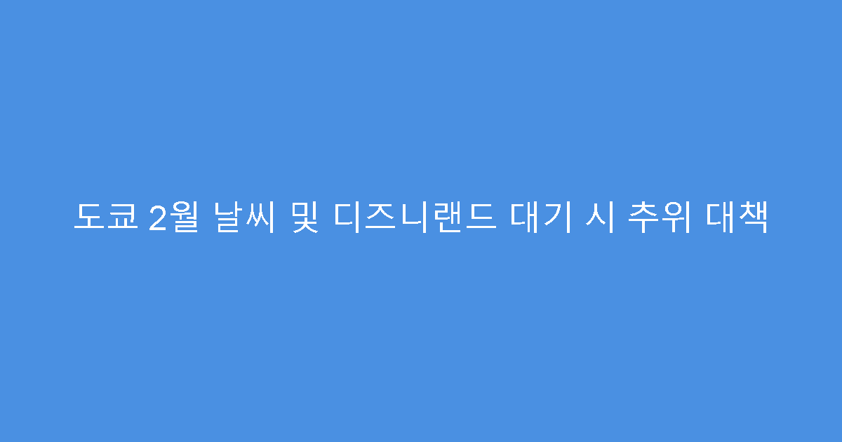 도쿄 2월 날씨 및 디즈니랜드 대기 시 추위 대책