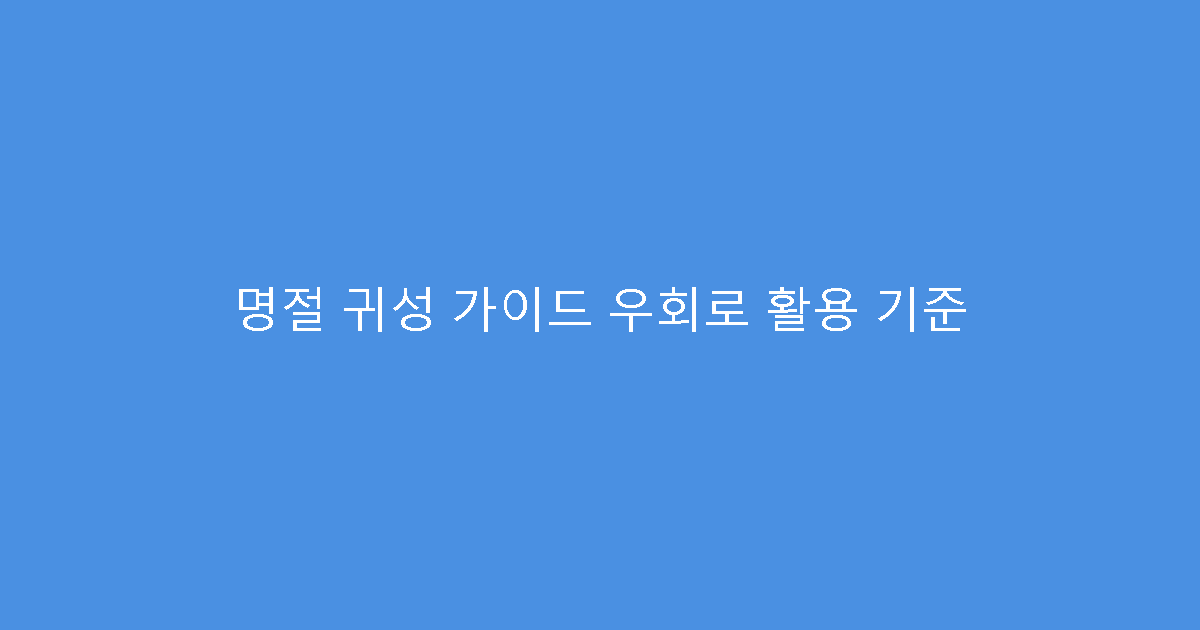 명절 귀성 가이드 우회로 활용 기준