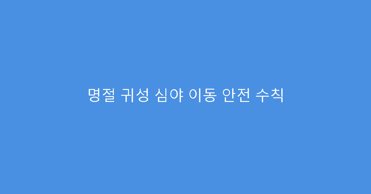 명절 귀성 심야 이동 안전 수칙