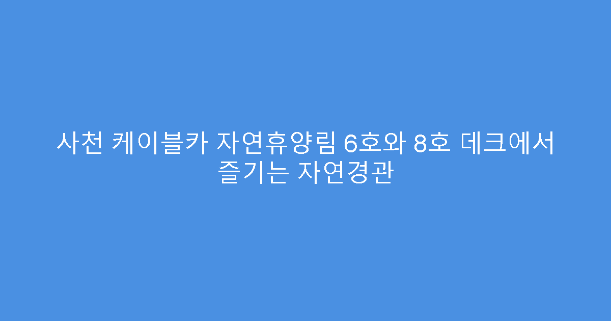 사천 케이블카 자연휴양림 6호와 8호 데크에서 즐기는 자연경관