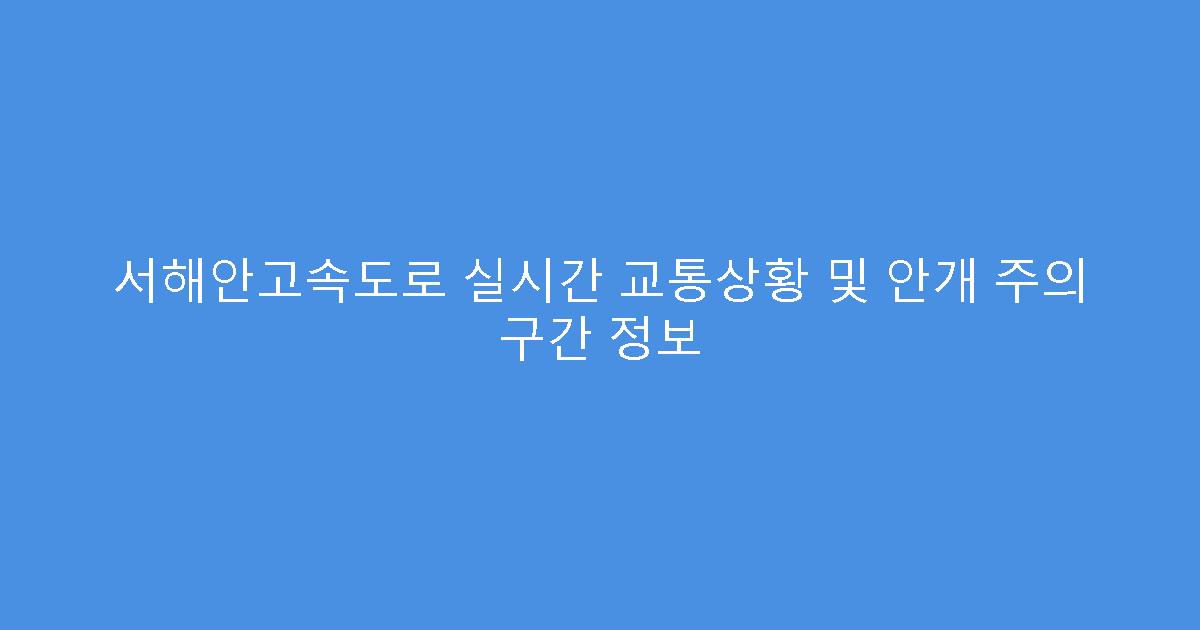 서해안고속도로 실시간 교통상황 및 안개 주의 구간 정보